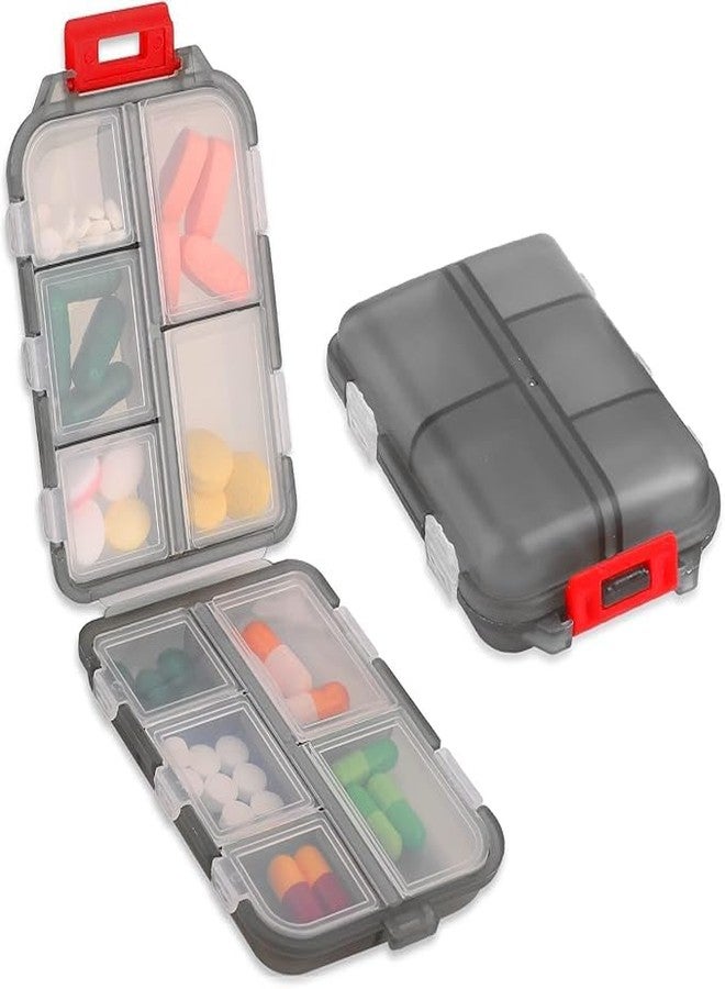 Shrux Travel Pill Organizer Small Daily Pill Case | Moisture Proof 10 Compartments Medicine & Vitamin Tablet Storage Box | Pill Organizer Weekly Box Medicine Organizer | Lockable Medicine Storage Case (2) - Image 1